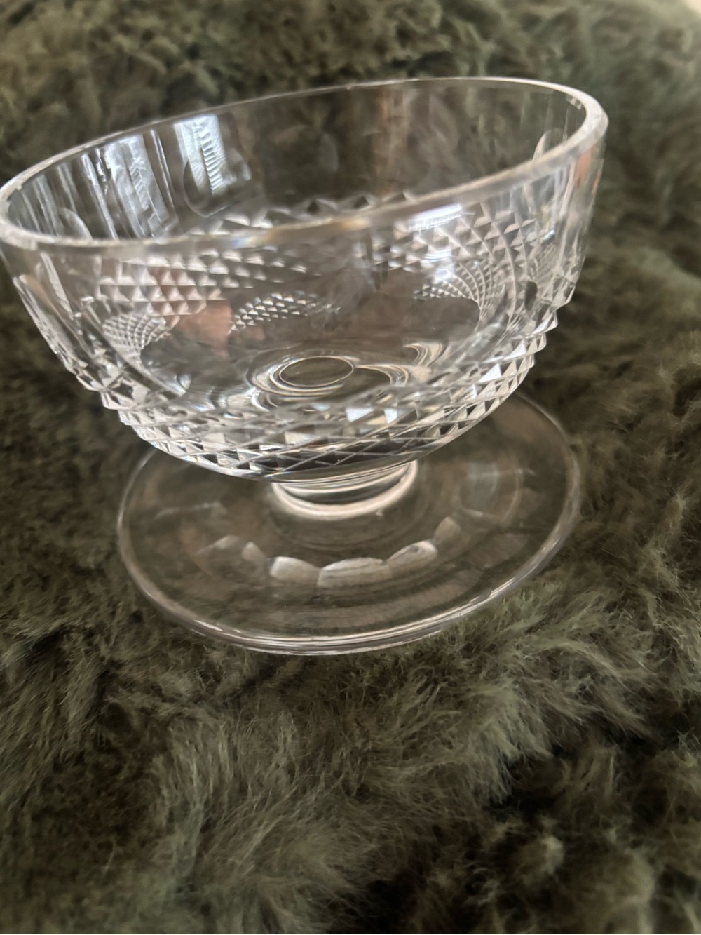Vintage Waterford Crystal ‘Colleen’ pattern footed, short stem dessert dish.